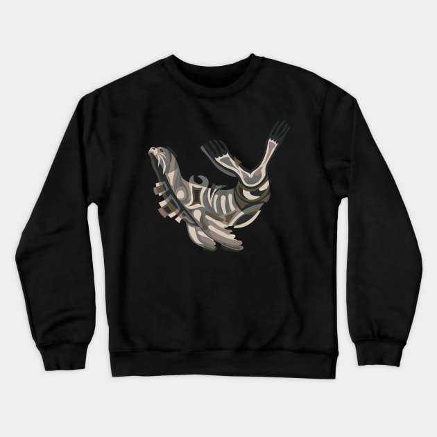 SWIMMING SEALION STYLIZED ART Crewneck Sweatshirt by STYLIZED ART